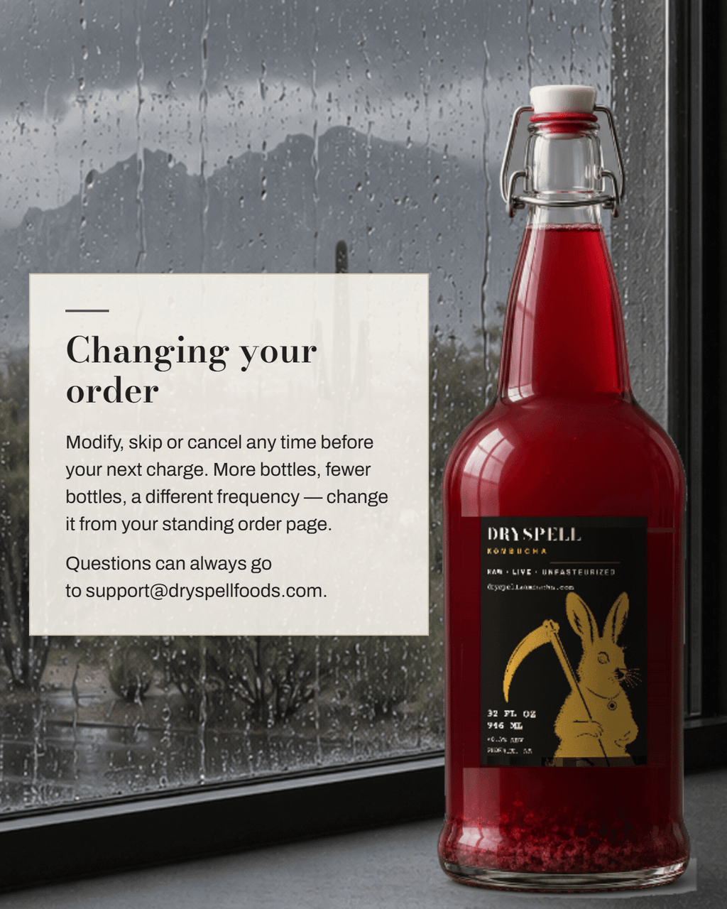 Changing your order — modify, skip or cancel any time before your next charge from your standing order page