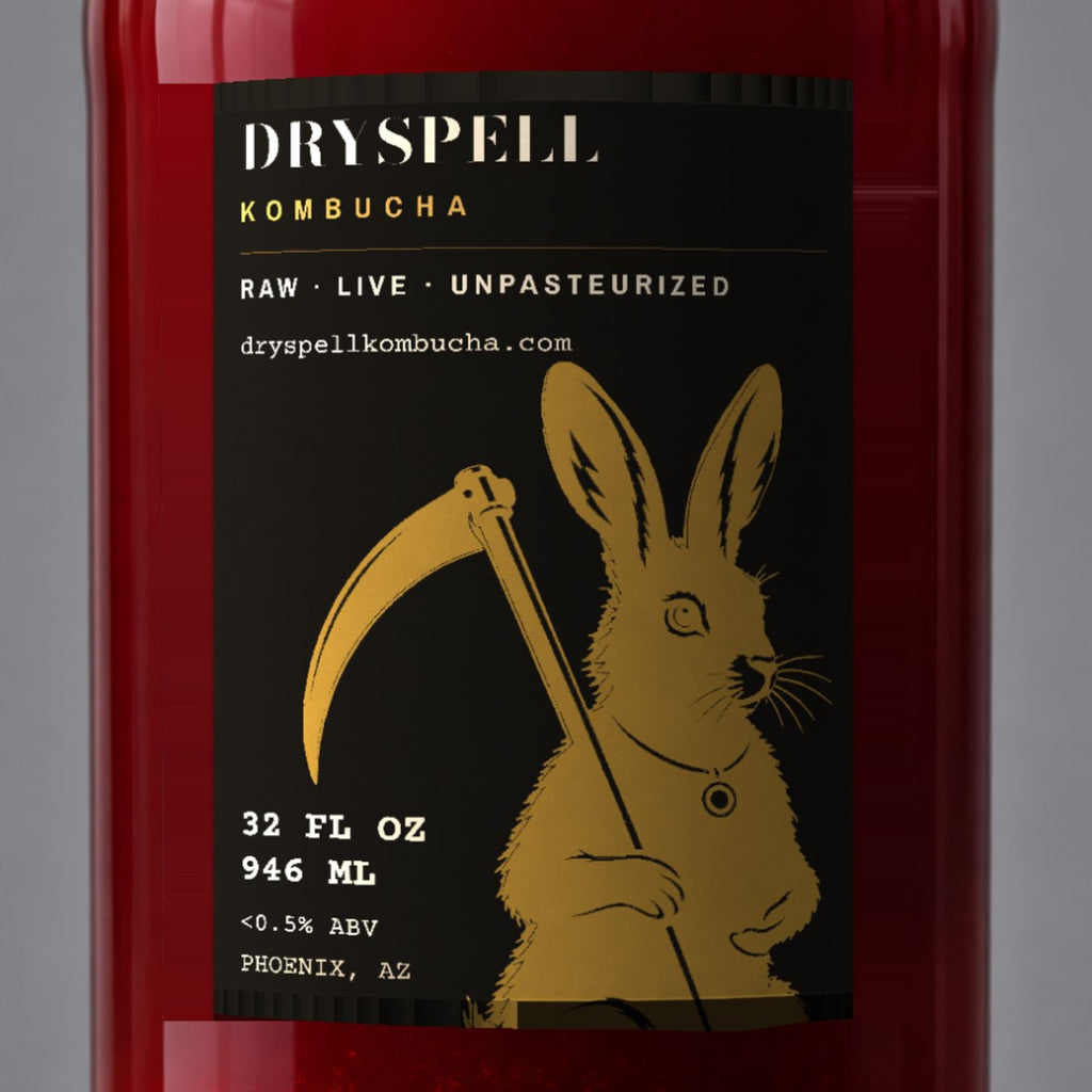 Dryspell label detail on the bottle